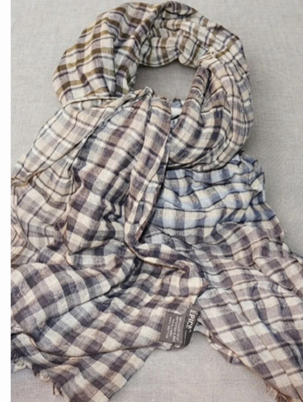 Epice  plaid/checkered stole scarf  Épice Paris.grey Off White One Size